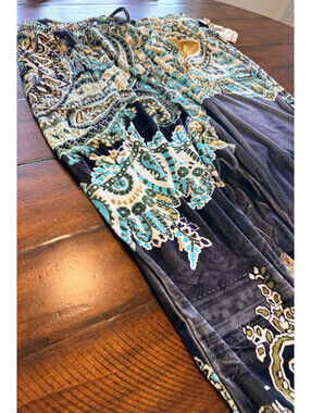 OneWorld Crushed Velvet Paisley Jogger Pants Black Multicolor Plus Size 1X